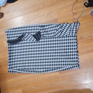 Venus Black and White Checkered Midi Skirt-Large